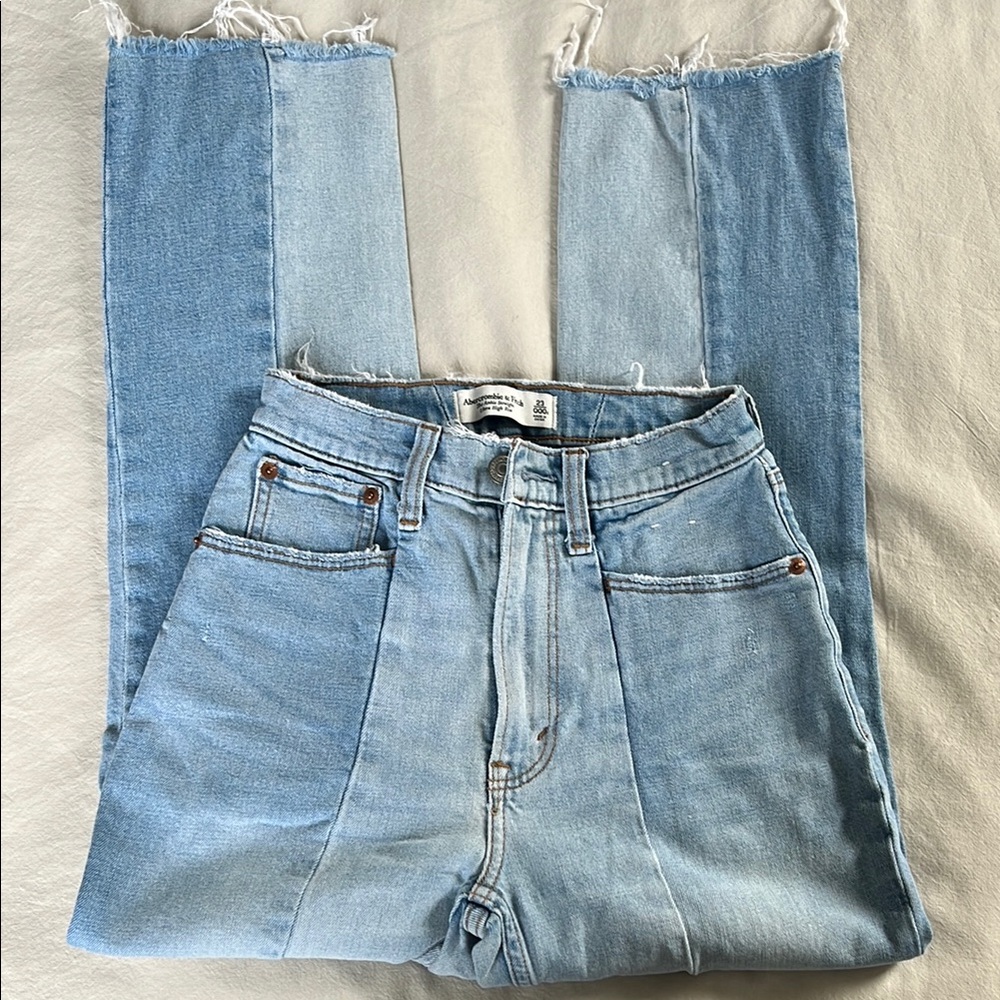 Abercrombie & Fitch High-Rise Patchwork Light Wash Jeans